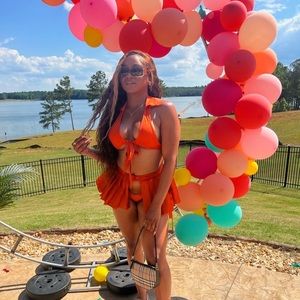 Orange 3 Piece Bikini Set